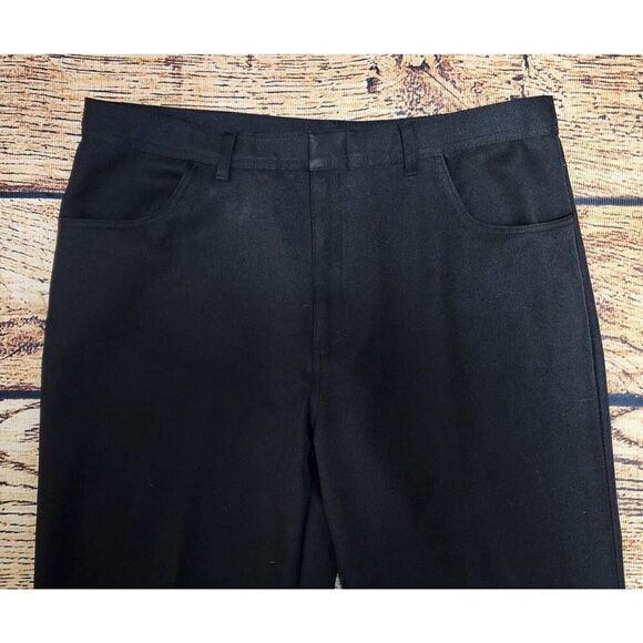 Vintage JOHN BLAIR Mens Pants 38x30 Black Slacks Polyester Western Stitch Pocket - Picture 2 of 9